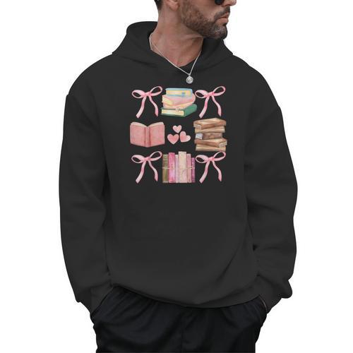 Books And Pink Bows Booktok Coquette Preppy Men Hoodie - Bookorys