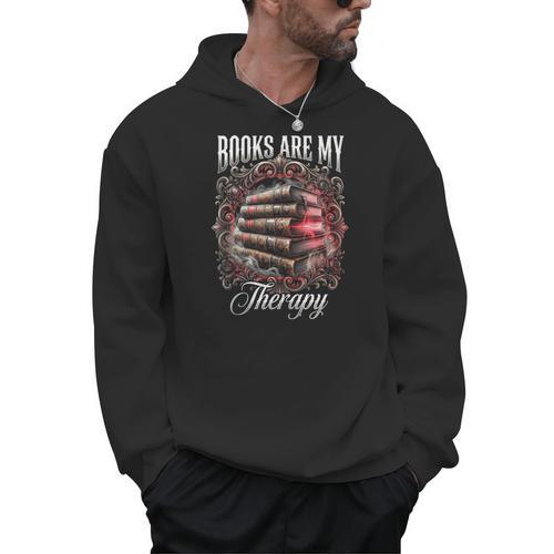Books Are My Therapy Vintage Bookworm Reader Men Hoodie - Bookorys
