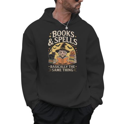 Books And Spells Witch Witches Bookish Book Reader Reading Men Hoodie - Bookorys