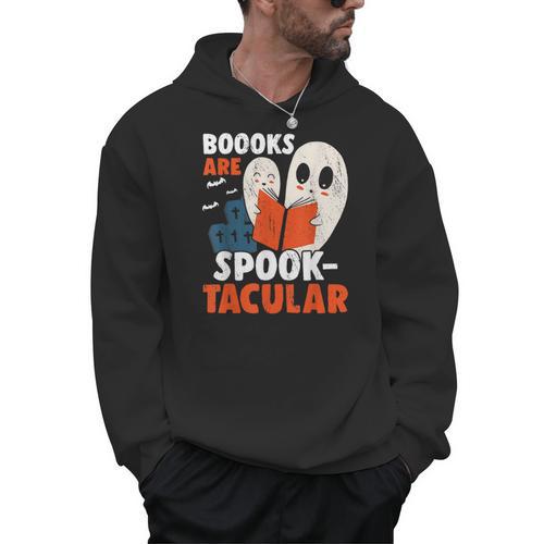 Books Are Spook-Tacular Halloween Bookworm Book Reading Men Hoodie - Bookorys AU