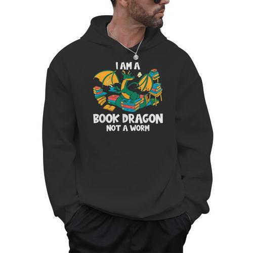 Bookworm Books Reading I Am A Book Dragon Men Hoodie - Bookorys AU