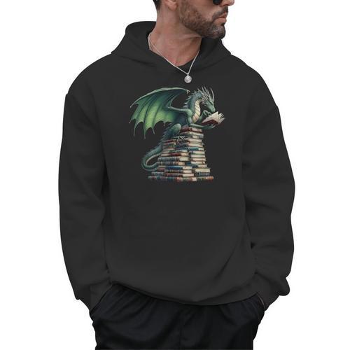 Bookworm Dragon Reading Books Dragon & Books Lover Men Hoodie - Bookorys CA