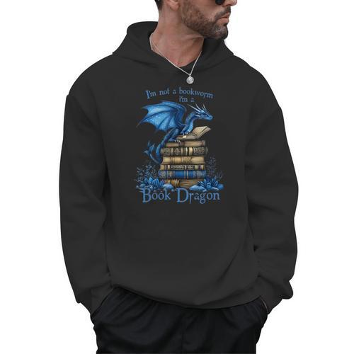 Bookworm I'm a Book Dragon Fantasy Reader Bookish Men Hoodie - Bookorys