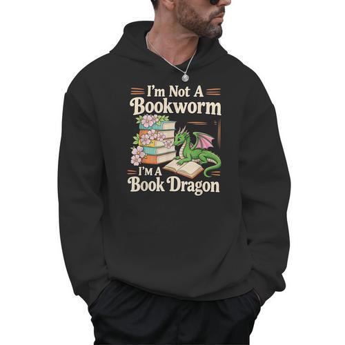 Bookworm I'm A Book Dragon Fantasy Reader Lover Bookish Men Hoodie - Bookorys
