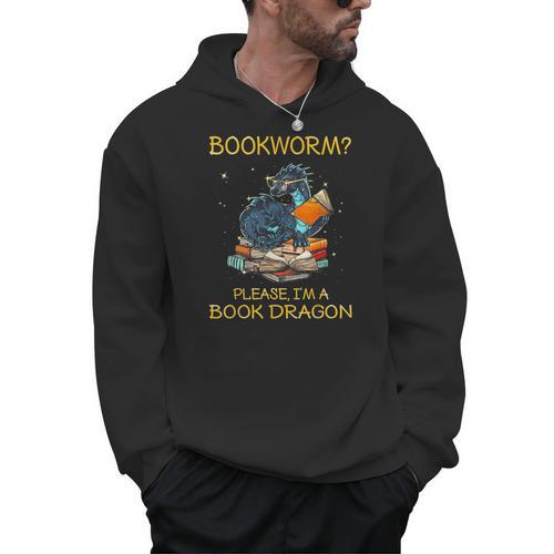 Bookworm Please I'm A Book Dragon Men Hoodie - Bookorys AU