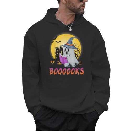 Boooks Cute Ghost Book Reading Halloween 2022 Teacher For Men Women Kids Men Hoodie - Bookorys AU