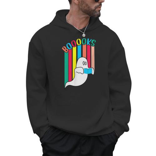 Booooks Boo Books Halloween Librarian Reading Lover Bookworm Men Hoodie - Bookorys UK