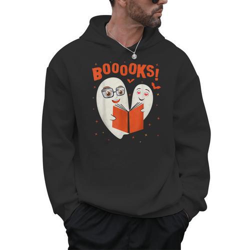 Booooks Boo Ghost Book Library Halloween Students Teachers Men Women Kids Men Hoodie - Bookorys AU