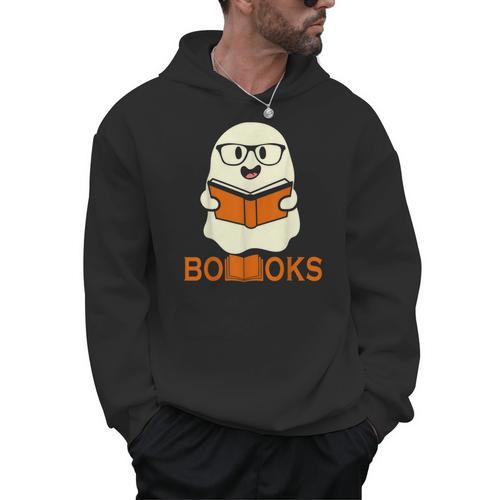 Booooks Ghost Boo Read Books Library Teacher Halloween Cute Men Women Kids Men Hoodie - Bookorys AU