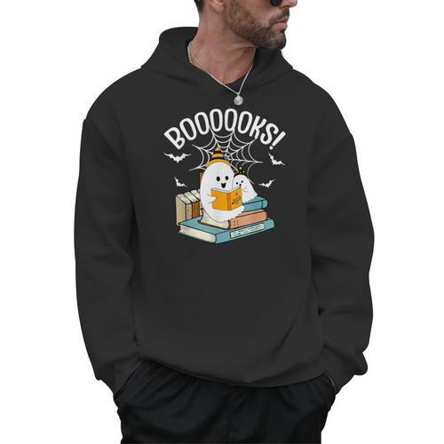 Booooks Ghost Read Books Halloween Men Hoodie - Bookorys
