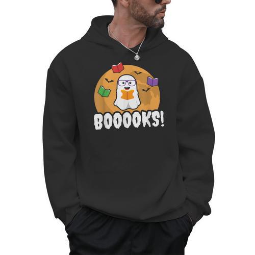Booooks Ghost T Shirt Boo Read Books Library Men Hoodie - Bookorys