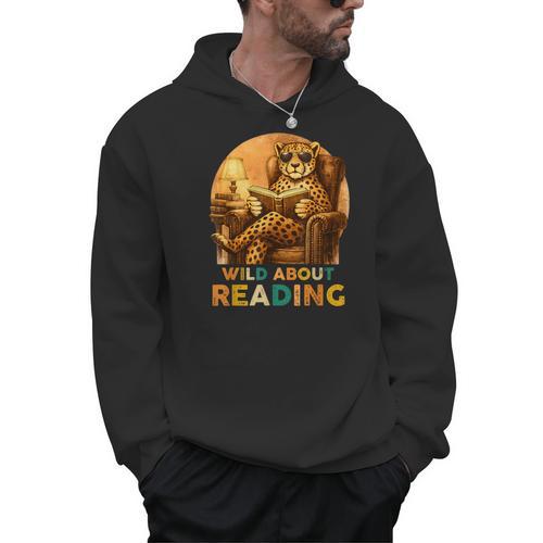 Boys Animal Wild About Reading Cheetah Book Men Hoodie - Bookorys DE