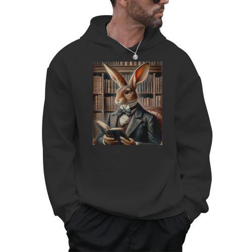 Bunny Reading Book Rabbit Bow Tie Happy Easter Boys Girl Kid Men Hoodie - Bookorys AU
