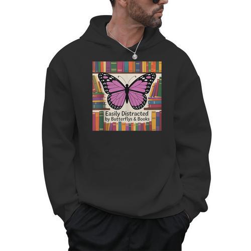 Butterfly Decor Book Butterfly Party Favors Purple Butterfly Men Hoodie - Bookorys