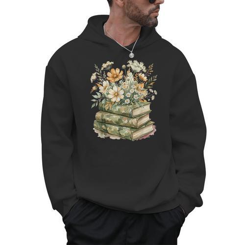 Camo Floral Books Wildflower Botanical Reading Lover Men Hoodie - Bookorys AU