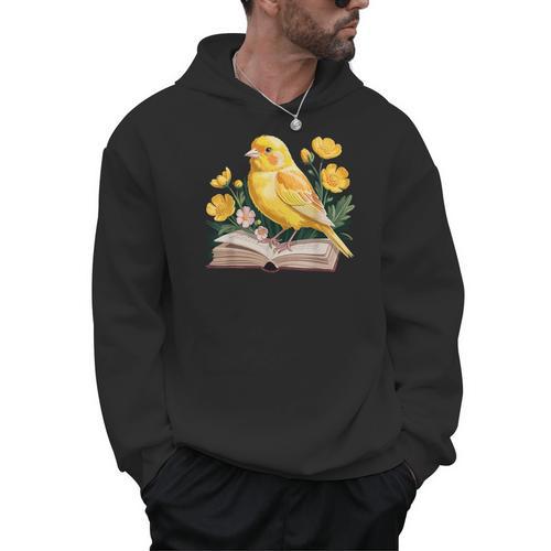 Canary Bird Floral Book Yellow Bird Reading Bookish Teacher Men Hoodie - Bookorys