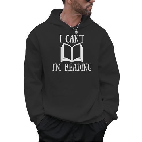 I Can't I'm Reading Book Reader Lazy Excuse Men Hoodie - Bookorys DE