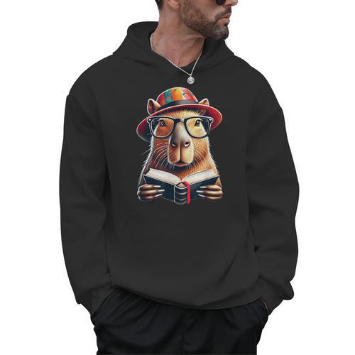 Capybara Bookworm Rodent Reading a Book Men Hoodie - Bookorys UK