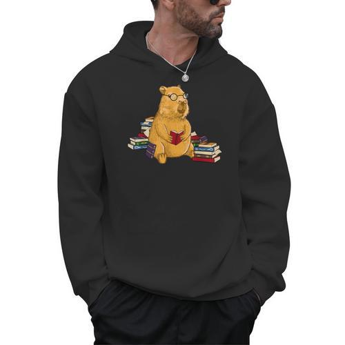 Capybara Reading Books Men Hoodie - Bookorys CA