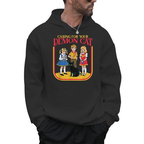 Caring For Your Evil Cat Retro Dark Humor Book Cover Men Hoodie - Bookorys CA
