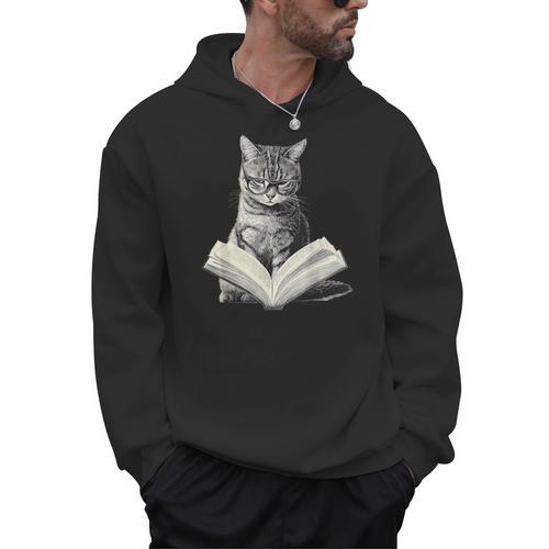Cat Bookworm Reading Book Graphic Men Hoodie - Bookorys AU
