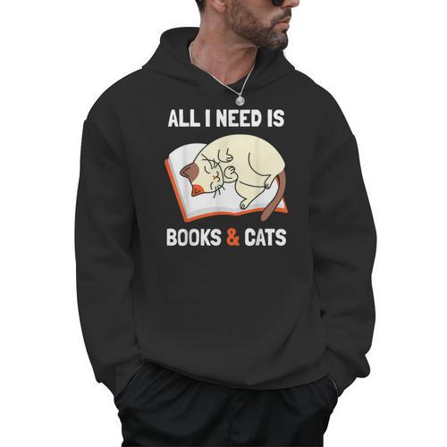 Cat Lovers All I Need Is Books & Cats Book Men Women Kids Men Hoodie - Bookorys AU