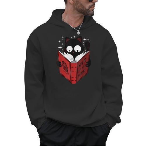 Cat Reads Book How To Live With Humans Men Hoodie - Bookorys AU