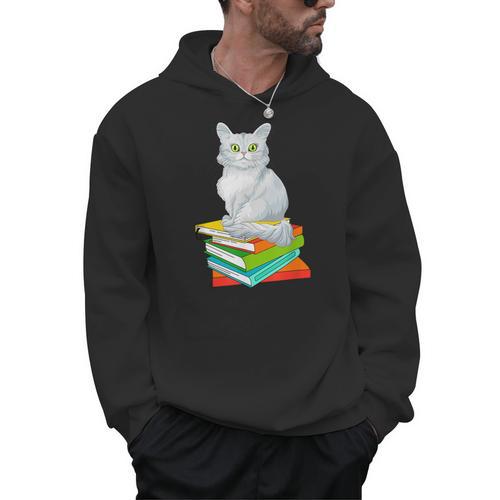 Cats And Books Lover Persian Cat For Men Women Kids Men Hoodie - Bookorys