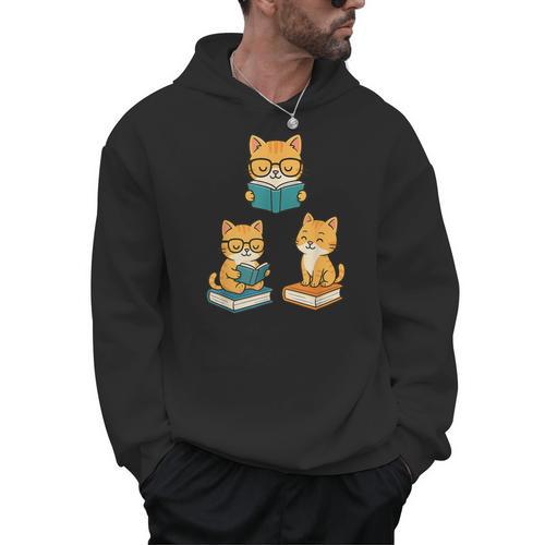 Cats Reading Book Lover Reading Bookworm Reader Men Hoodie - Bookorys CA