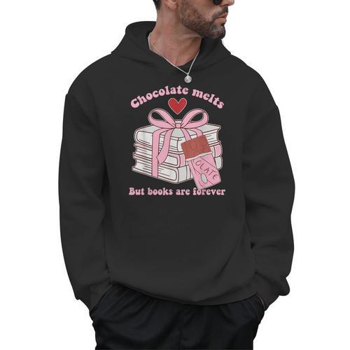 Chocolate Melts But Books Are Forever Booktrovert Men Hoodie - Bookorys AU