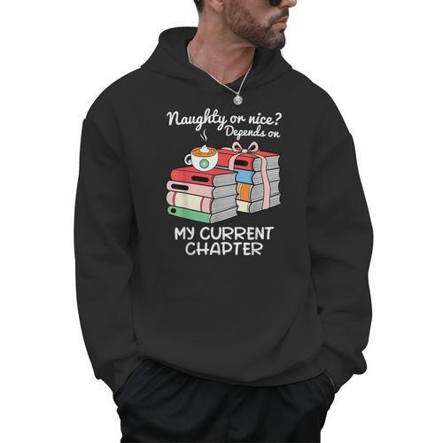 Christmas Book Lovers Naughty Or Nice Men Hoodie - Bookorys UK