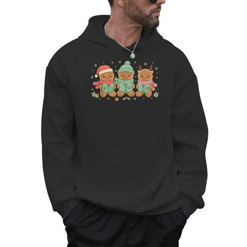 Christmas Library Gingerbread Man Books Lover Bookworm Men Hoodie - Bookorys AU