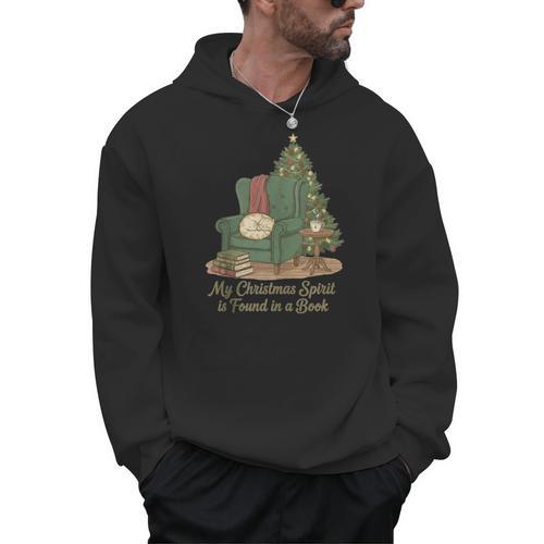 My Christmas Spirit Is Found In a Book Cozy Reading Graphic Men Hoodie - Bookorys