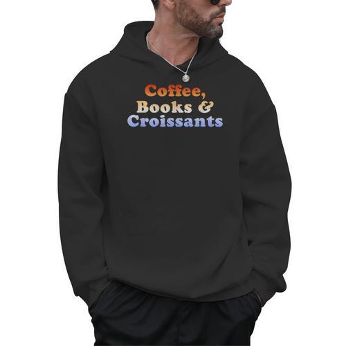 Coffee Books & Croissants Retro Vintage Men Hoodie - Bookorys