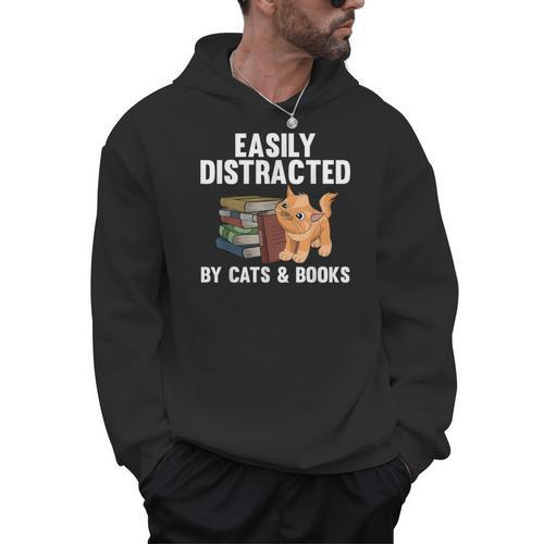 Cool Book Reader For Men Women Book Lover Bookworm Cat Book Men Hoodie - Bookorys AU