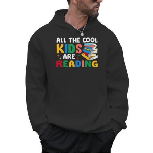 All The-Cool Kids Are Reading Teacher Book Lover Librarian Men Hoodie - Bookorys