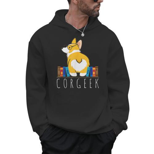 Corgi Corgeek Book Nerd Geek Dog Shirt T-Shirt Men Hoodie - Bookorys CA