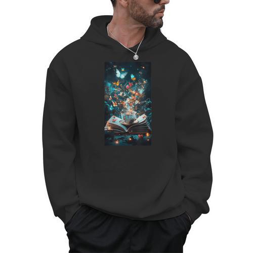 Cosmic Botanical Book Lover Reading Men Hoodie - Bookorys