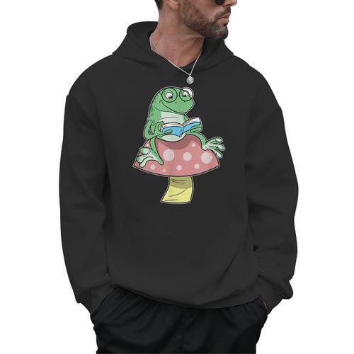 Cottagecore Aesthetic Book Frog Fairycore Men Hoodie - Bookorys
