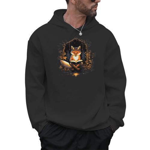 Cottagecore Aesthetic Fox Reading Book Cute Goblincore Lover Men Hoodie - Bookorys