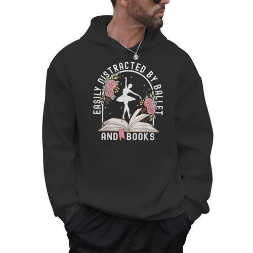 Cottagecore Ballerinas Easily Distracted By Ballet And Book Men Hoodie - Bookorys