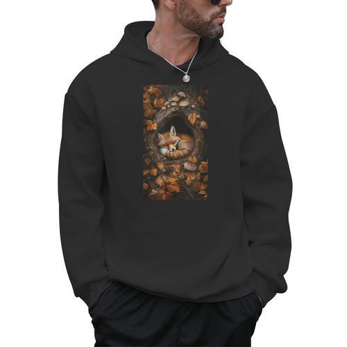 Cottagecore Fox Fox Books Flowers Wildlife Nature Men Hoodie - Bookorys