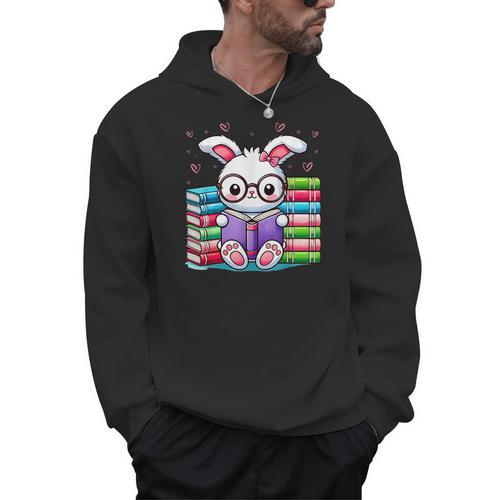 Cute Bunny Reader Rabbit Book Lover Reading Men Hoodie - Bookorys DE