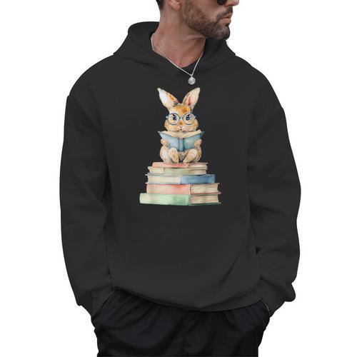Cute Bunny Reading Book Back To School Easter Men Hoodie - Bookorys CA