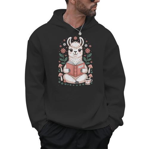 Cute Cottagecore Llama Reading Book Men Hoodie - Bookorys DE
