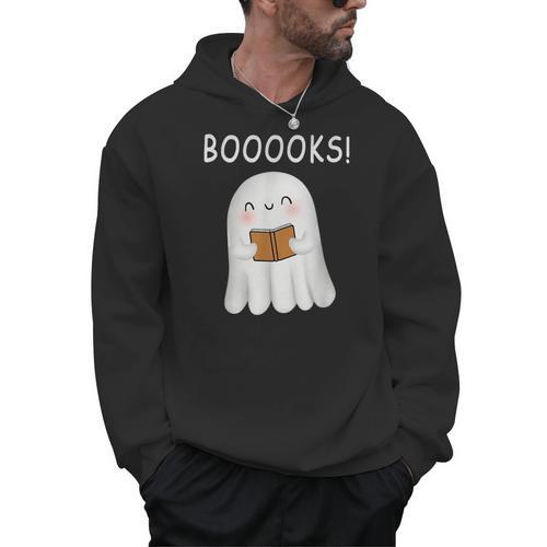 Cute Ghost Book Reading Halloween Teacher Booooks For Men Women Kids Men Hoodie - Bookorys CA