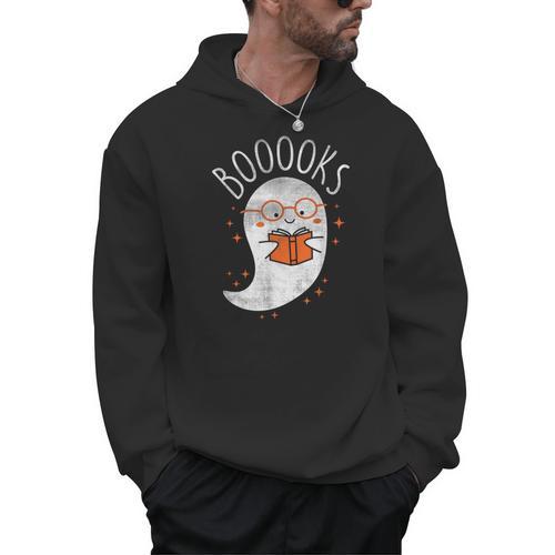 Cute Ghost Book Reading Halloween Teacher Top Men Hoodie - Bookorys DE