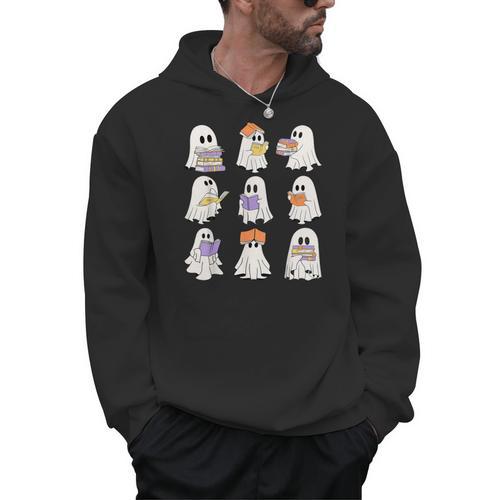 Cute Ghost Reading Books Teacher Halloween Reading Men Women Kids Men Hoodie - Bookorys DE