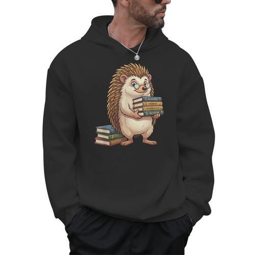 Cute Hedgehog Classics Stories Knowledge Fiction Reading Men Hoodie - Bookorys