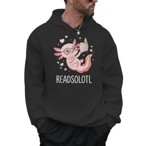 Cute Kawaii Readsolotl Axolotl Reading Book Pun Men Hoodie - Bookorys DE